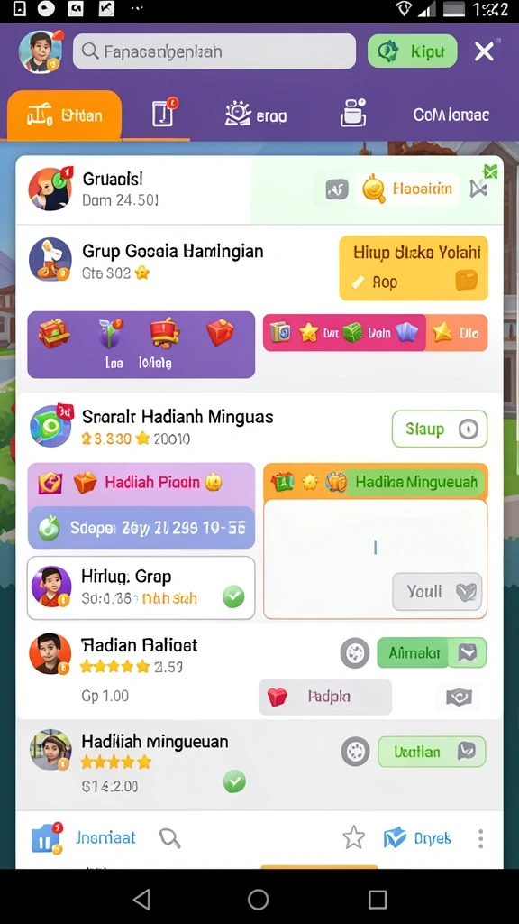 Fitur interaksi sosial yang memungkinkan bermain bersama teman.