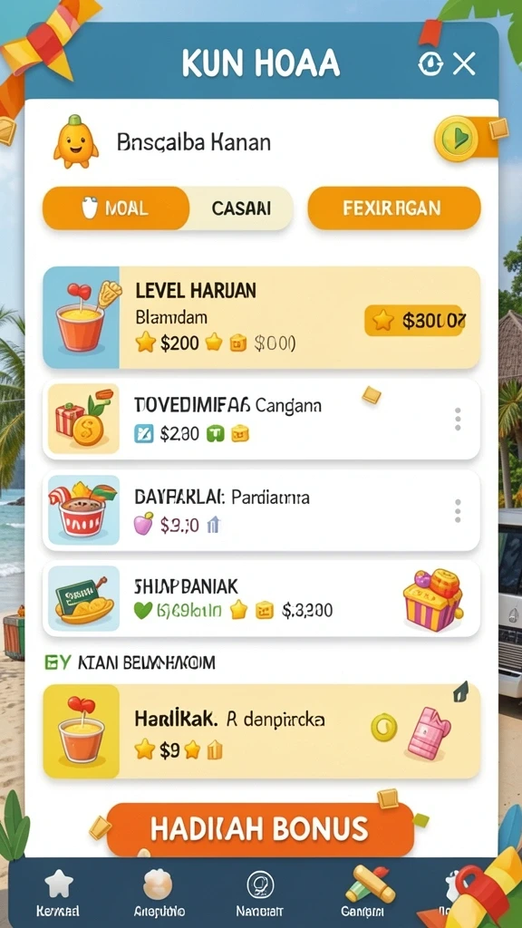 Fitur khusus yang menunjukkan peta dunia dengan berbagai misi yang tersedia.