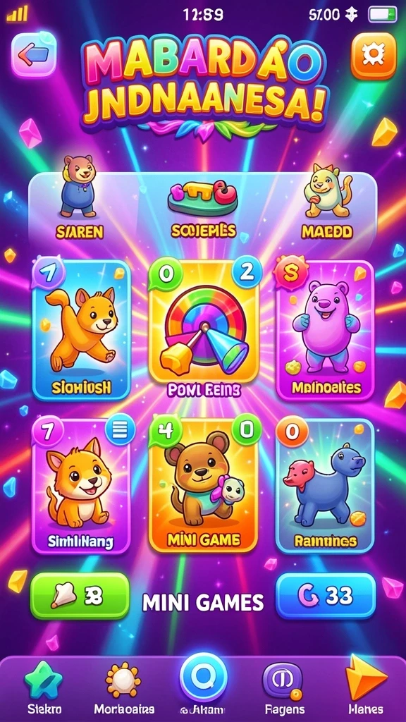 Screenshot menunjukkan tampilan antarmuka game yang menarik dan ramah pengguna.